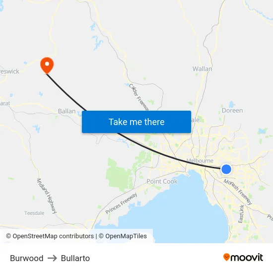 Burwood to Bullarto map