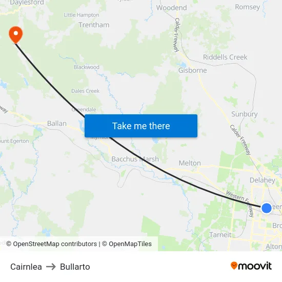 Cairnlea to Bullarto map