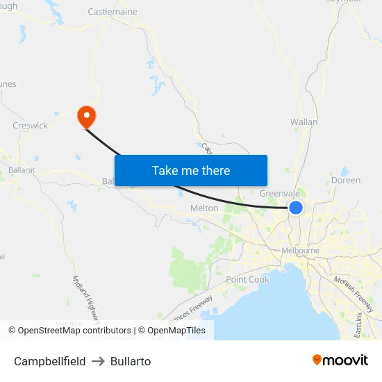 Campbellfield to Bullarto map