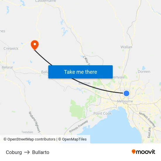 Coburg to Bullarto map
