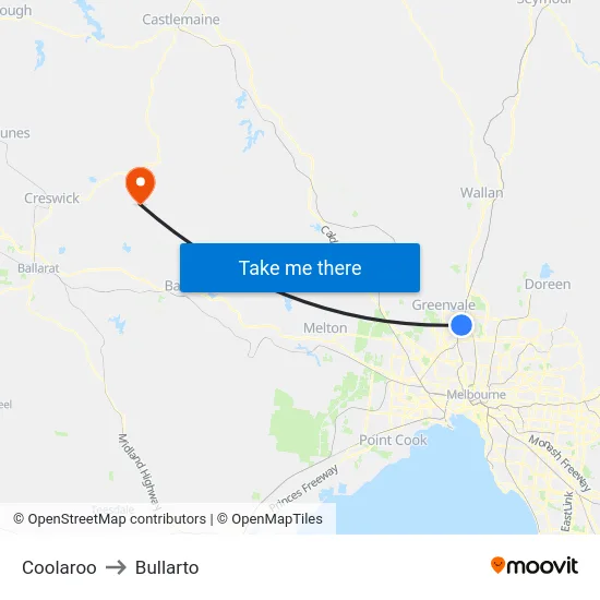 Coolaroo to Bullarto map