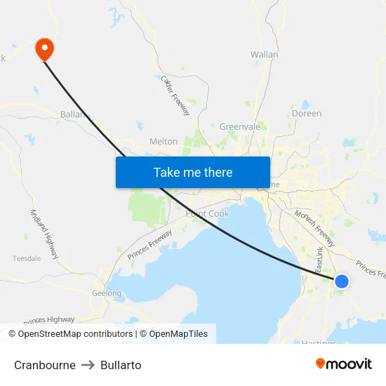 Cranbourne to Bullarto map