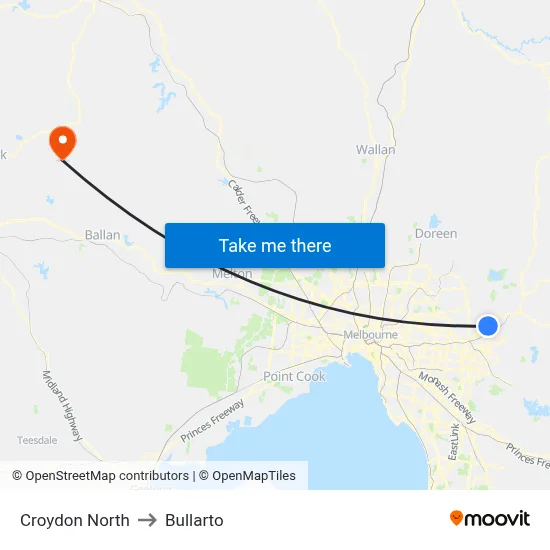 Croydon North to Bullarto map
