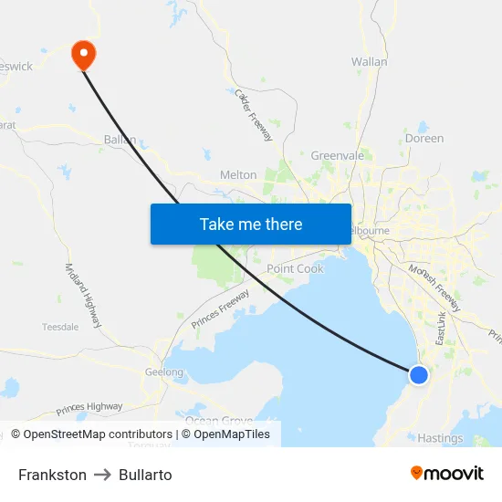 Frankston to Bullarto map
