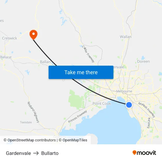 Gardenvale to Bullarto map