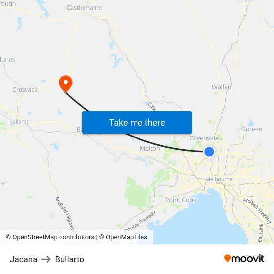 Jacana to Bullarto map
