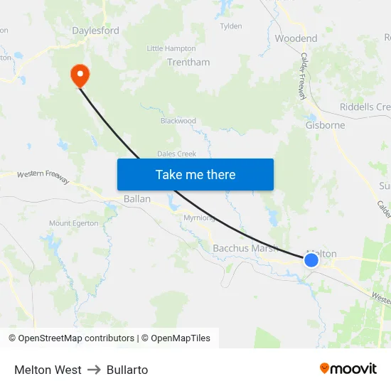Melton West to Bullarto map