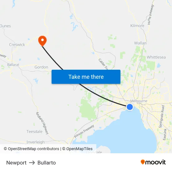 Newport to Bullarto map