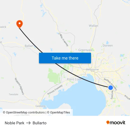Noble Park to Bullarto map