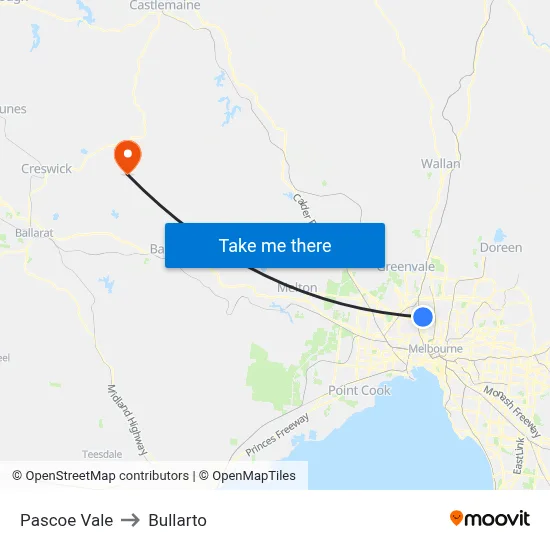 Pascoe Vale to Bullarto map