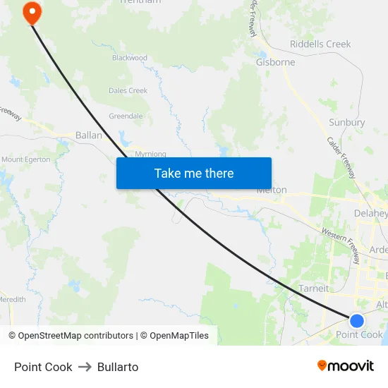 Point Cook to Bullarto map