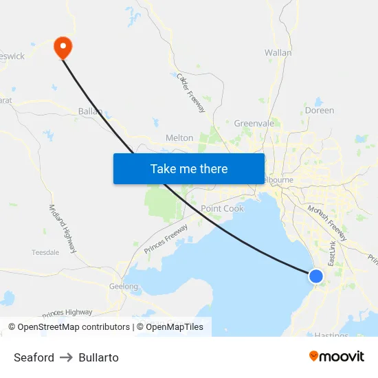 Seaford to Bullarto map