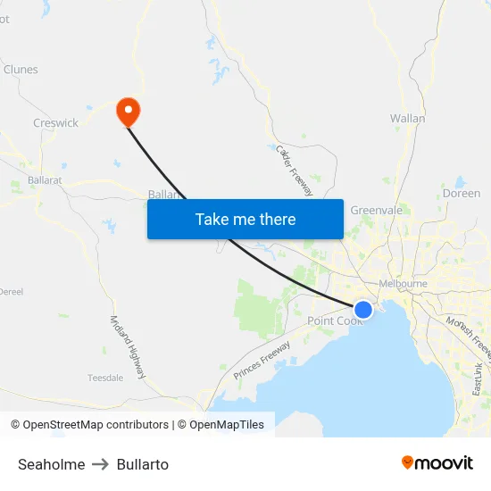 Seaholme to Bullarto map