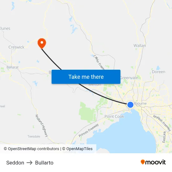 Seddon to Bullarto map