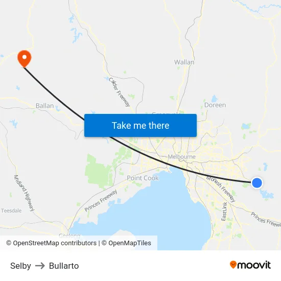 Selby to Bullarto map