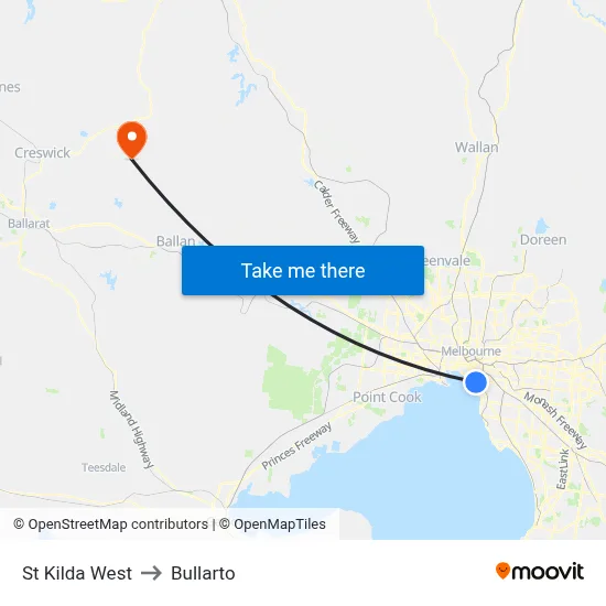 St Kilda West to Bullarto map