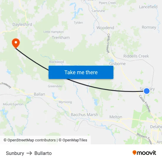 Sunbury to Bullarto map