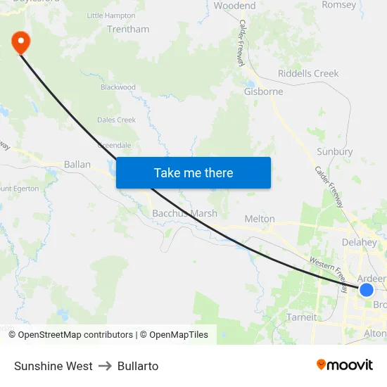 Sunshine West to Bullarto map