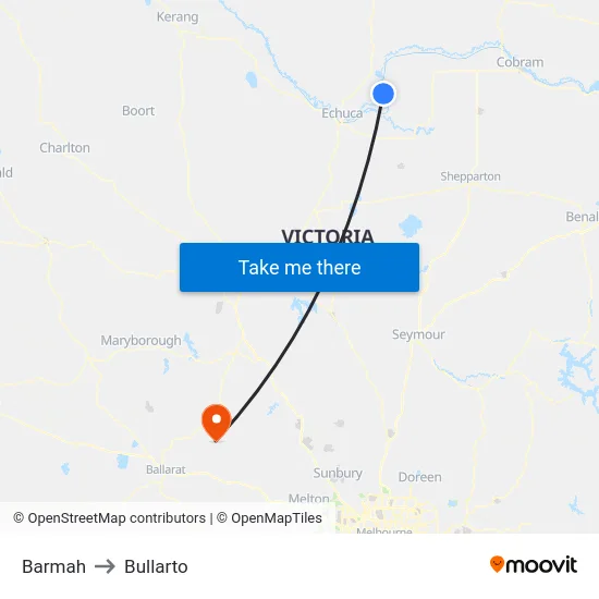 Barmah to Bullarto map