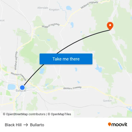 Black Hill to Bullarto map