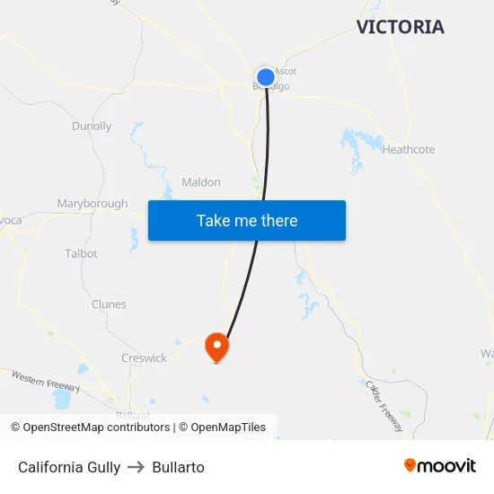 California Gully to Bullarto map