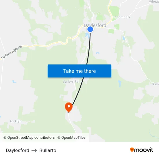 Daylesford to Bullarto map