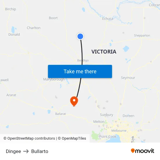 Dingee to Bullarto map