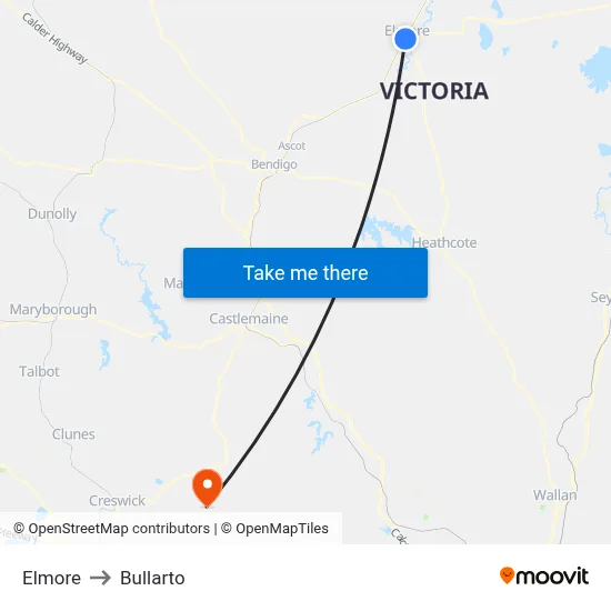 Elmore to Bullarto map