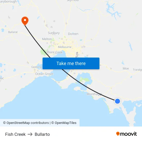 Fish Creek to Bullarto map