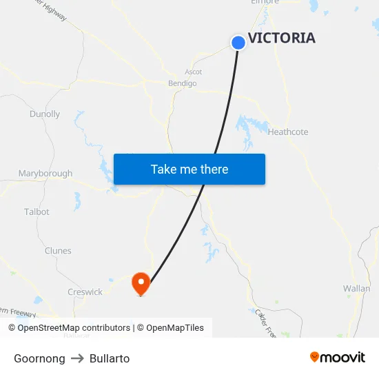 Goornong to Bullarto map