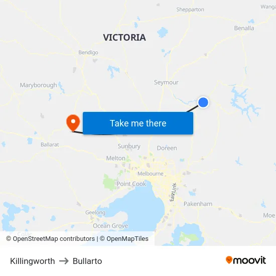 Killingworth to Bullarto map