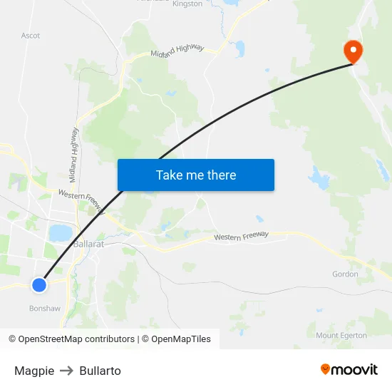 Magpie to Bullarto map