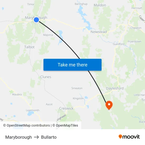Maryborough to Bullarto map