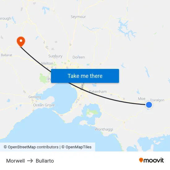 Morwell to Bullarto map