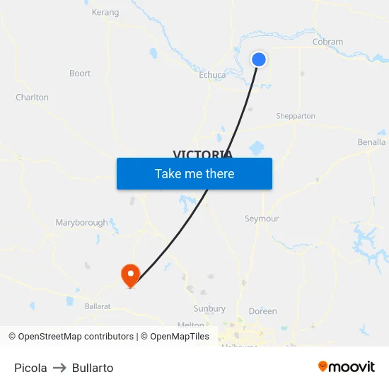 Picola to Bullarto map