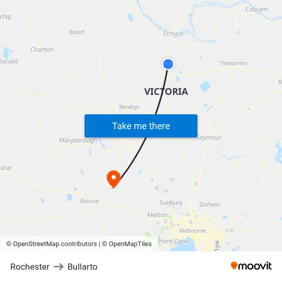 Rochester to Bullarto map