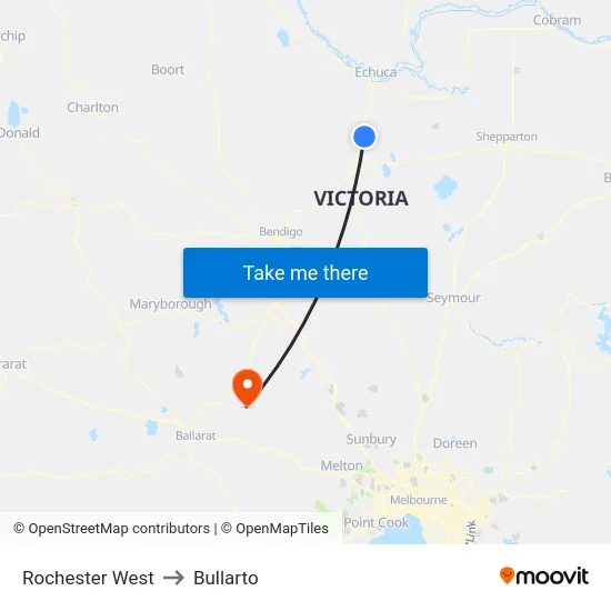 Rochester West to Bullarto map