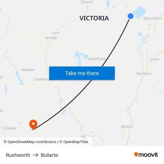 Rushworth to Bullarto map