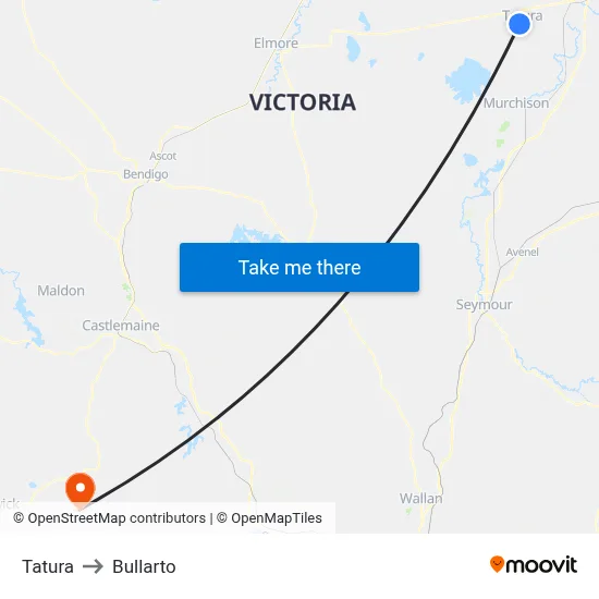 Tatura to Bullarto map