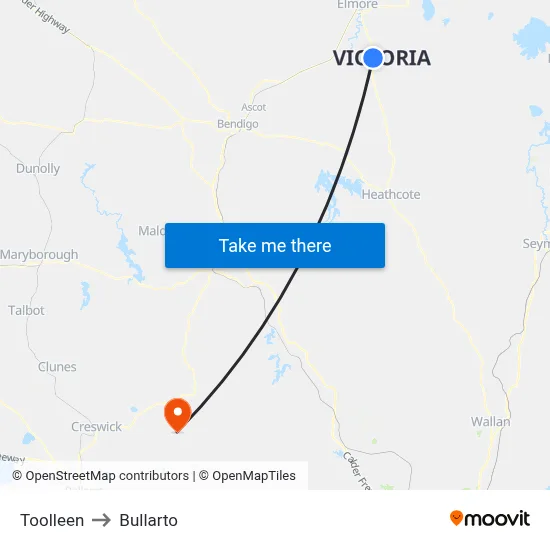 Toolleen to Bullarto map