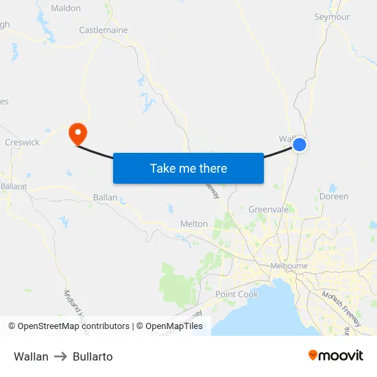 Wallan to Bullarto map