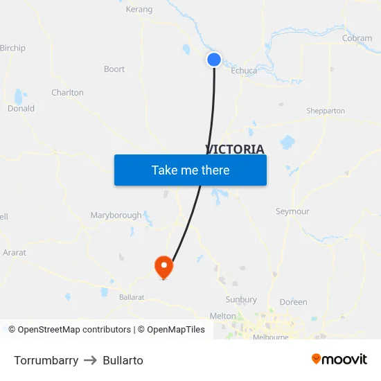 Torrumbarry to Bullarto map