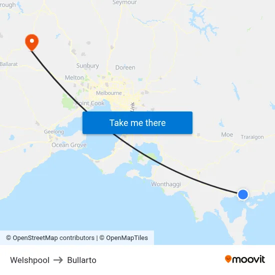 Welshpool to Bullarto map
