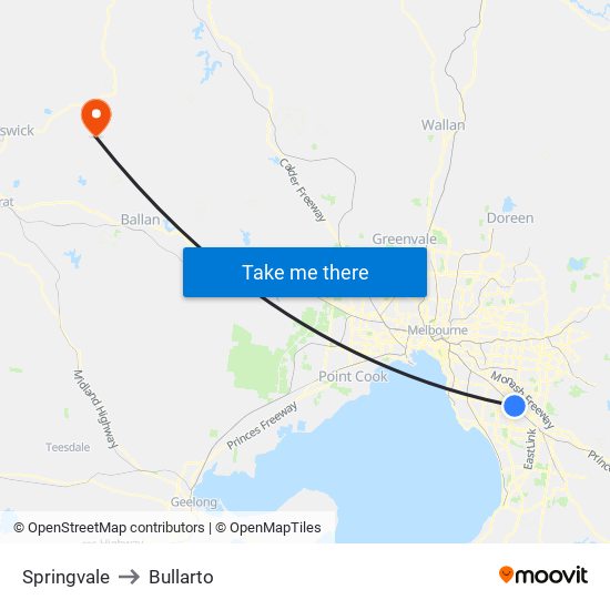 Springvale to Bullarto map