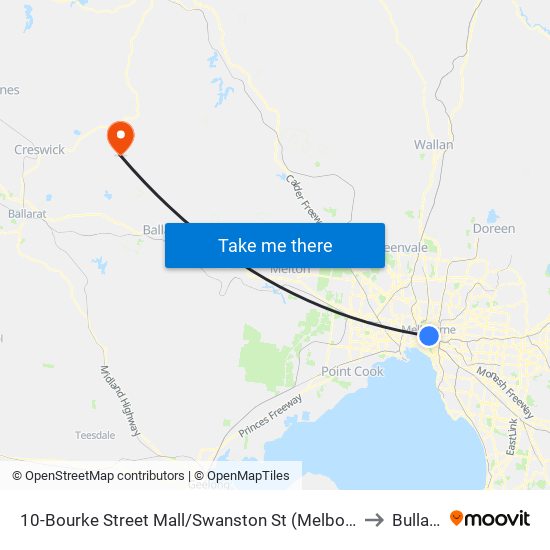 10-Bourke Street Mall/Swanston St (Melbourne City) to Bullarto map