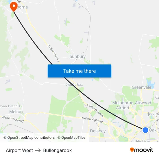 Airport West to Bullengarook map