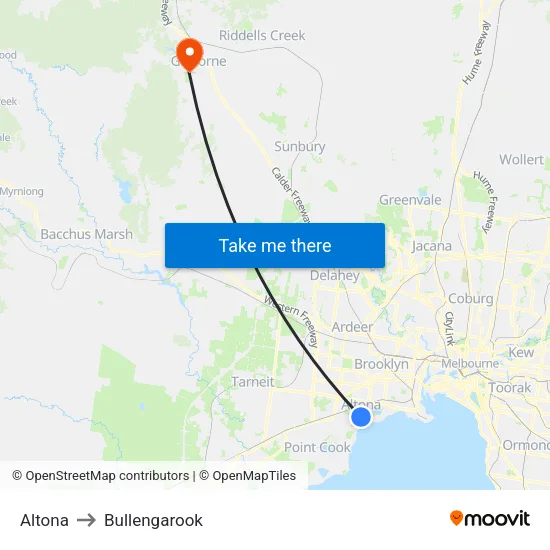 Altona to Bullengarook map