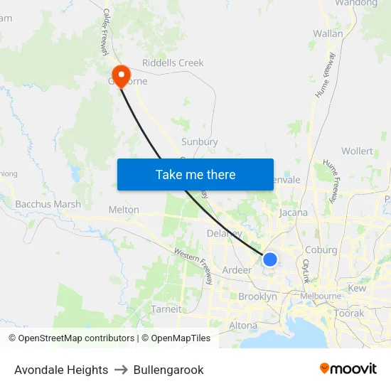 Avondale Heights to Bullengarook map