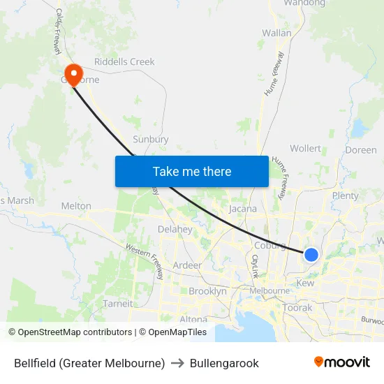 Bellfield (Greater Melbourne) to Bullengarook map