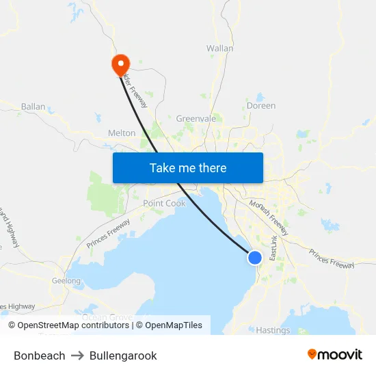 Bonbeach to Bullengarook map